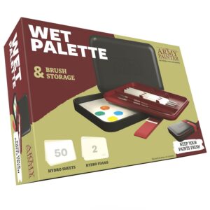 The Army Painter, Wet Palette, y Compris 50 Feuilles Hydro, 2 Mousses Hydro et Espace pour Les Pinceaux - Palette Humide pour Peinture Acrylique de Figurine Warhammer et Donjon et Dragon