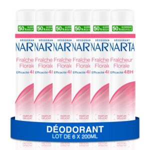 NARTA - Déodorant Femme - Fraîcheur Florale Spray Efficacité 48h - lot de 6x200ml