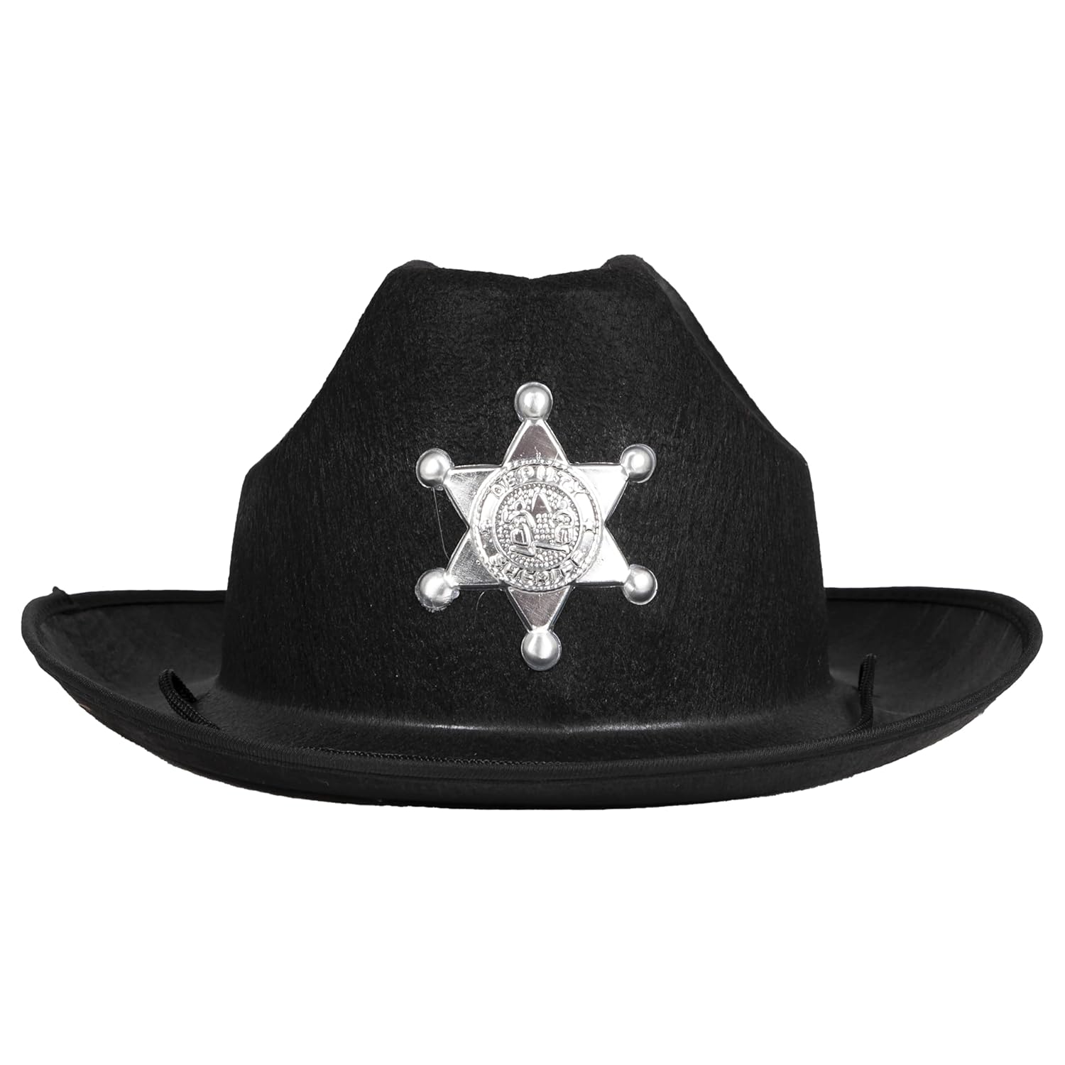 P'TIT CLOWN - 90652 - Chapeau Shérif, Marshall - Accessoire de Déguisement Western, Cow-Boy - Parfait pour Carnaval, Fêtes à Thèmes, Soirées Costumées, Halloween - Adulte Unisexe - Feutre - Noir