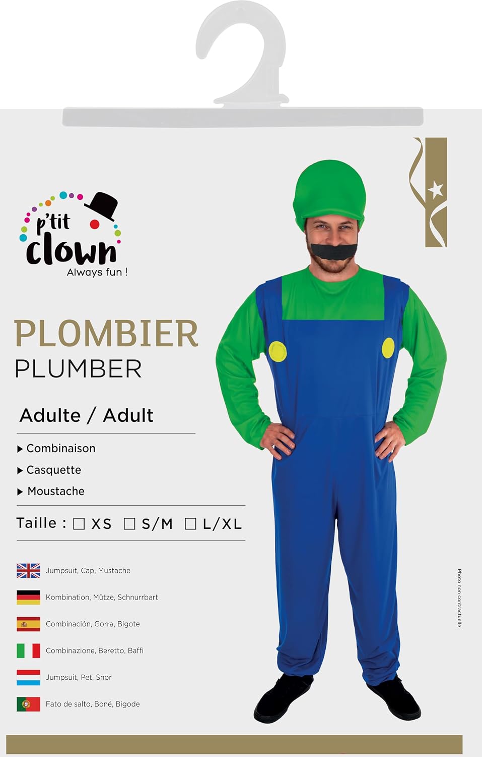 P’TIT CLOWN — Déguisement Plombier Adulte Taille L/XL – Image 4