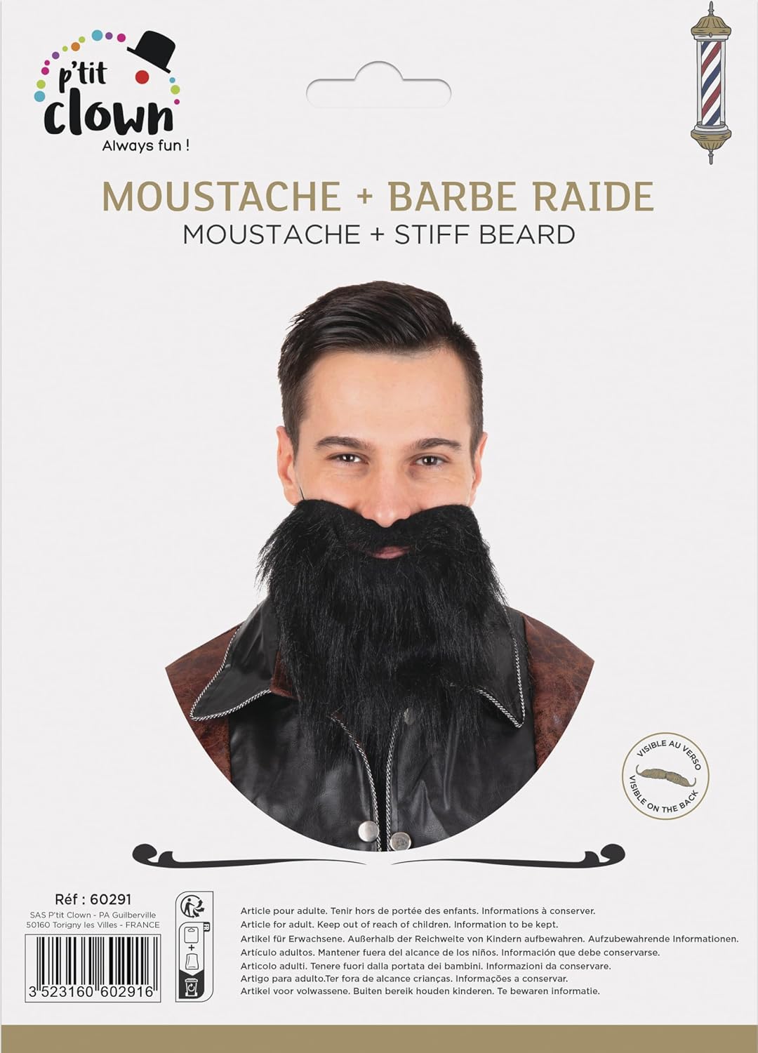 P'TIT CLOWN — Moustache et Barbe de Déguisement Adhésives – Image 4