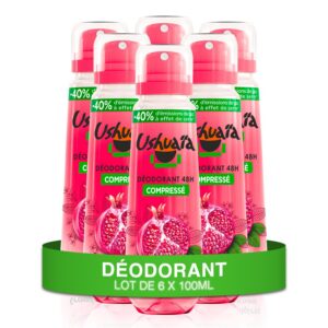 Ushuaïa - Déodorant Compressé 48h - Grenade des Açores - lot de 6 x 100ml