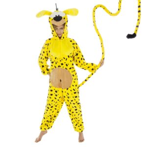 Chaks - Costume Marsupilami pour femmes, combinaison officielle Comic, salopette jaune à capuche pour carnaval et Comic Con
