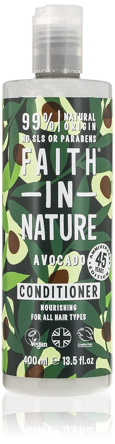 Faith in Nature Naturel Après-Shampoing Avocat, Nourrissant, Vegan et Respectueux des Animaux, Sans Paraben et Sans SLS, Pour Tous Types de Cheveux, 400ml