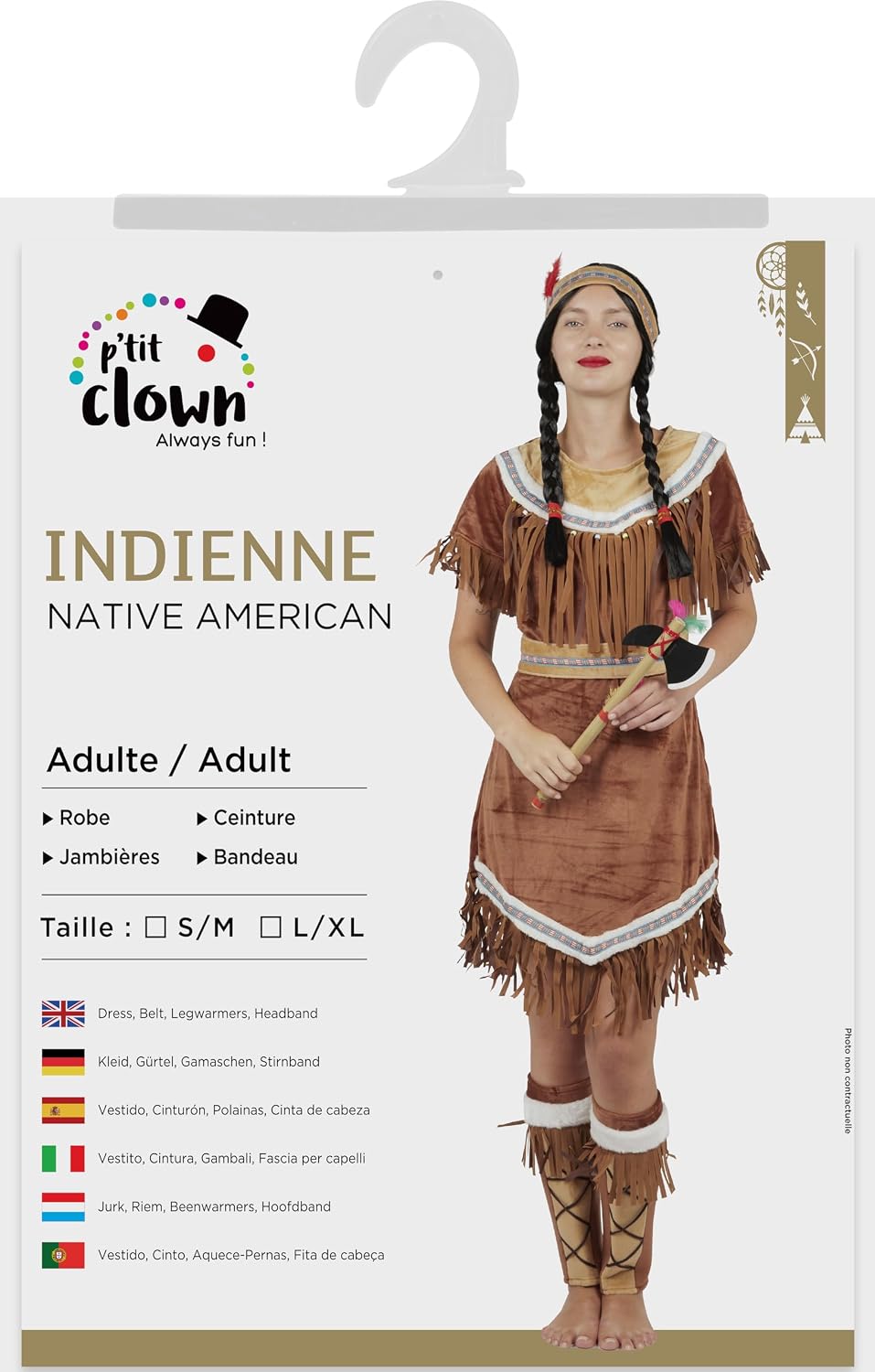 P’TIT CLOWN — Déguisement Indienne Femme Taille L/XL – Image 4