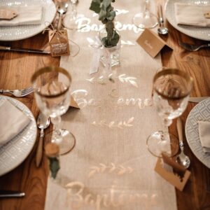 Chemin Table Lin BAPTÊME 28 CM X 5 M