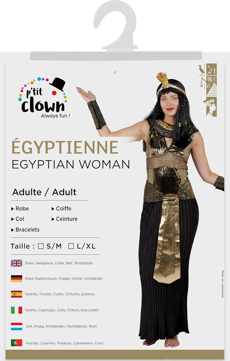 P'TIT CLOWN — Déguisement Égyptienne Femme taille S/M – Image 4