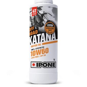 IPONE - Huile Moteur Moto 4 Temps 10W60 Katana Off Road -100% Synthétique avec Esters – Passage de Vitesse Rapide et Précis - Bidon 1L