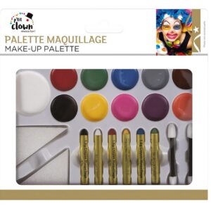 P'TIT Clown - 91012 - Palette de Maquillage Fard Gras - 11 Couleurs - Make-up - Enfant - Adulte - Peinture Visage - Lavable - Non Toxique - Halloween, Carnaval, Anniversaire, Cosplay, Kermesse