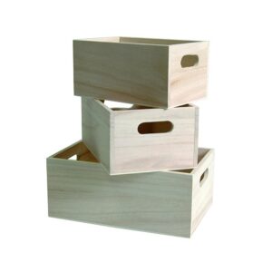 Artemio 14001473 3 caisses gigognes en Bois, 21,5 x 7 x 12 Beige