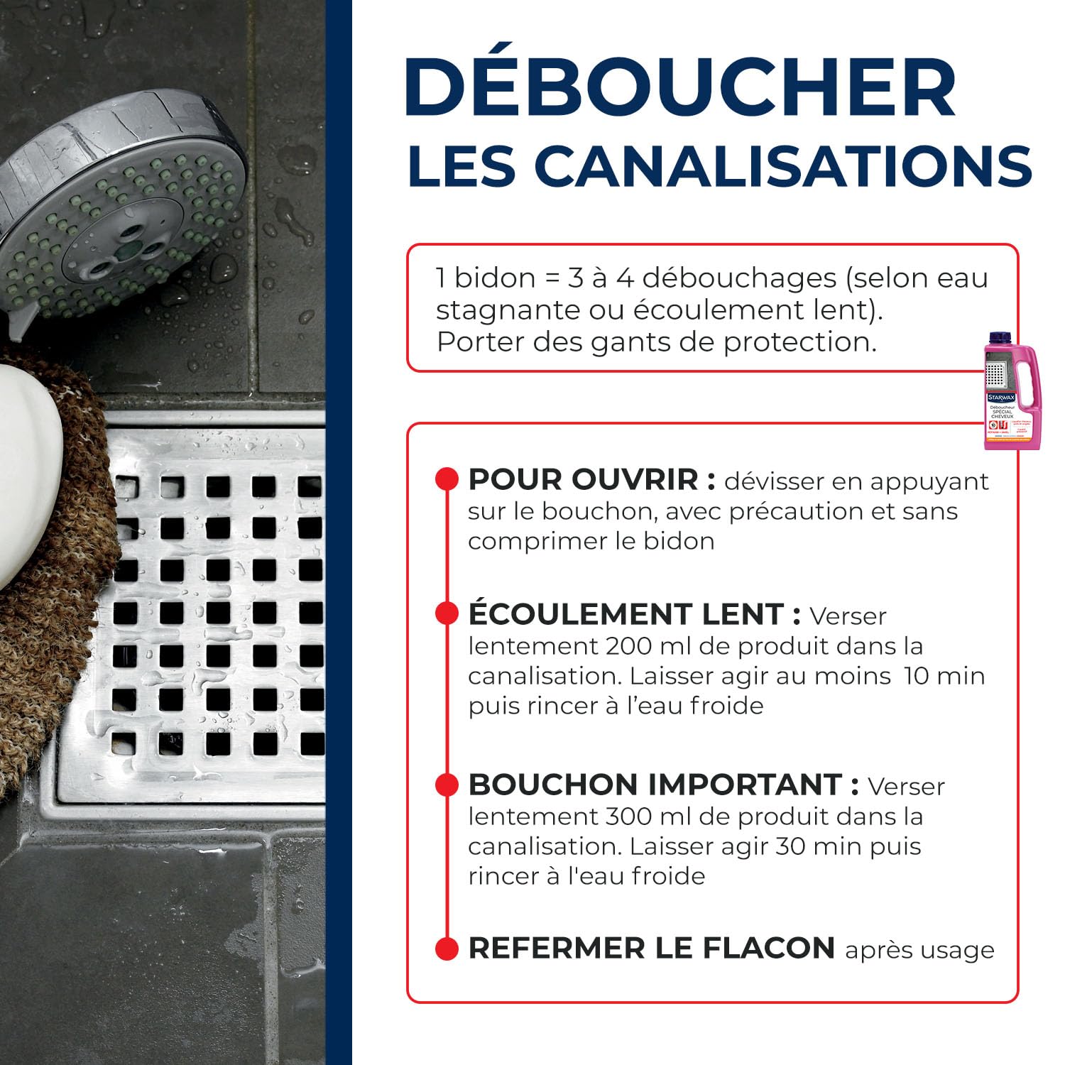 STARWAX — Déboucheur Canalisations Spécial Cheveux 900ml – Image 3