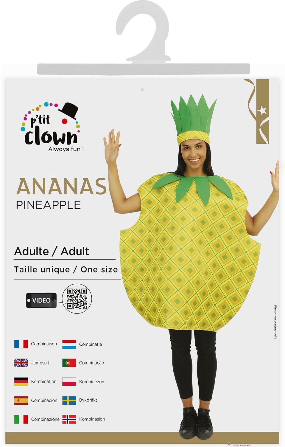 P'TIT CLOWN — Costume Ananas Adulte Taille Unique – Image 5