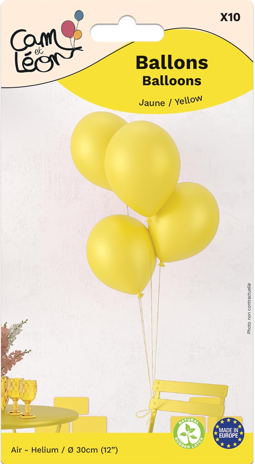 P'TIT CLOWN — Lot de 10 Ballons Anniversaire Ø 30 cm Jaune – Image 2