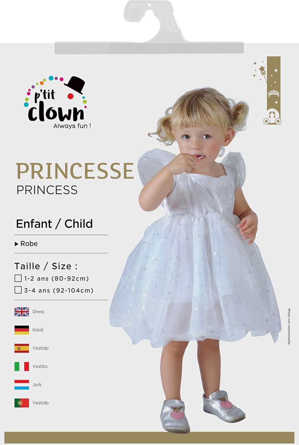 P'TIT CLOWN — Robe enfant princesse étoile blanche 5/6 ans – Image 2