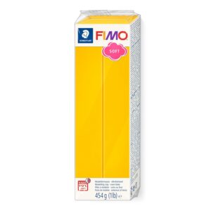 Staedtler FIMO Soft, Pâte à modeler tournesol durcissant au four, Pour débutants et artistes, Souple et facile à démouler, Pain de 454 grammes, 8021-16