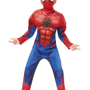 RUBIE'S SPIDER-MAN - Marvel officiel - Déguisement pour enfant de luxe Spider-Man. Taille 5-6 ans. Costume avec combinaison aux muscles rembourrés et cagoule attache velcro Carnaval