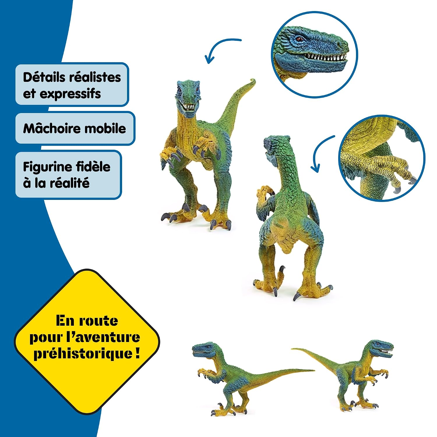 SCHLEICH Dinosaurs — Vélociraptor à mâchoire et bras mobiles – Image 3
