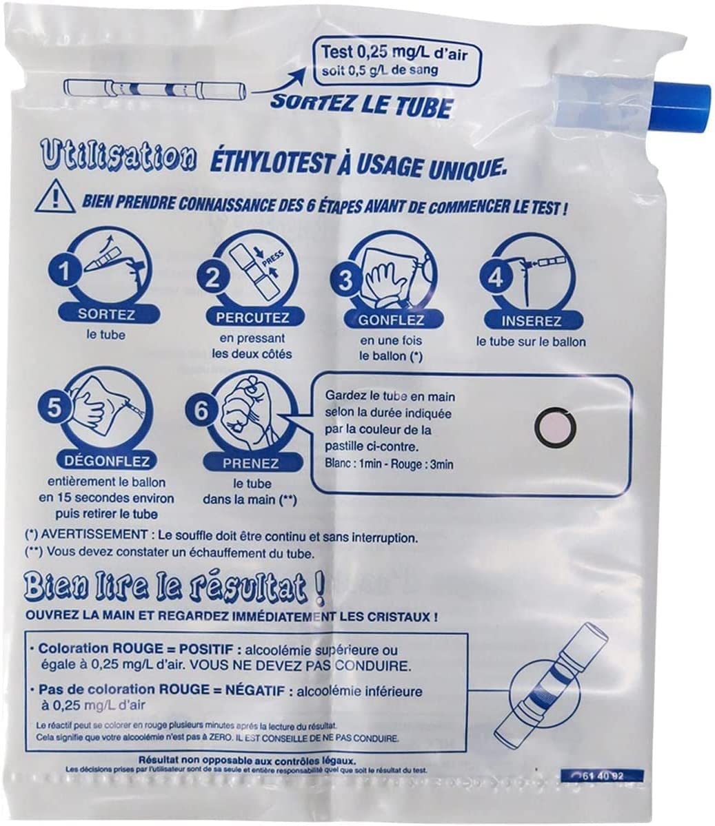 Le Pro du Médical - Lot de 4 Ethylotests jetables - Le Ballon - 0,5g/l - Norme NF – Image 4