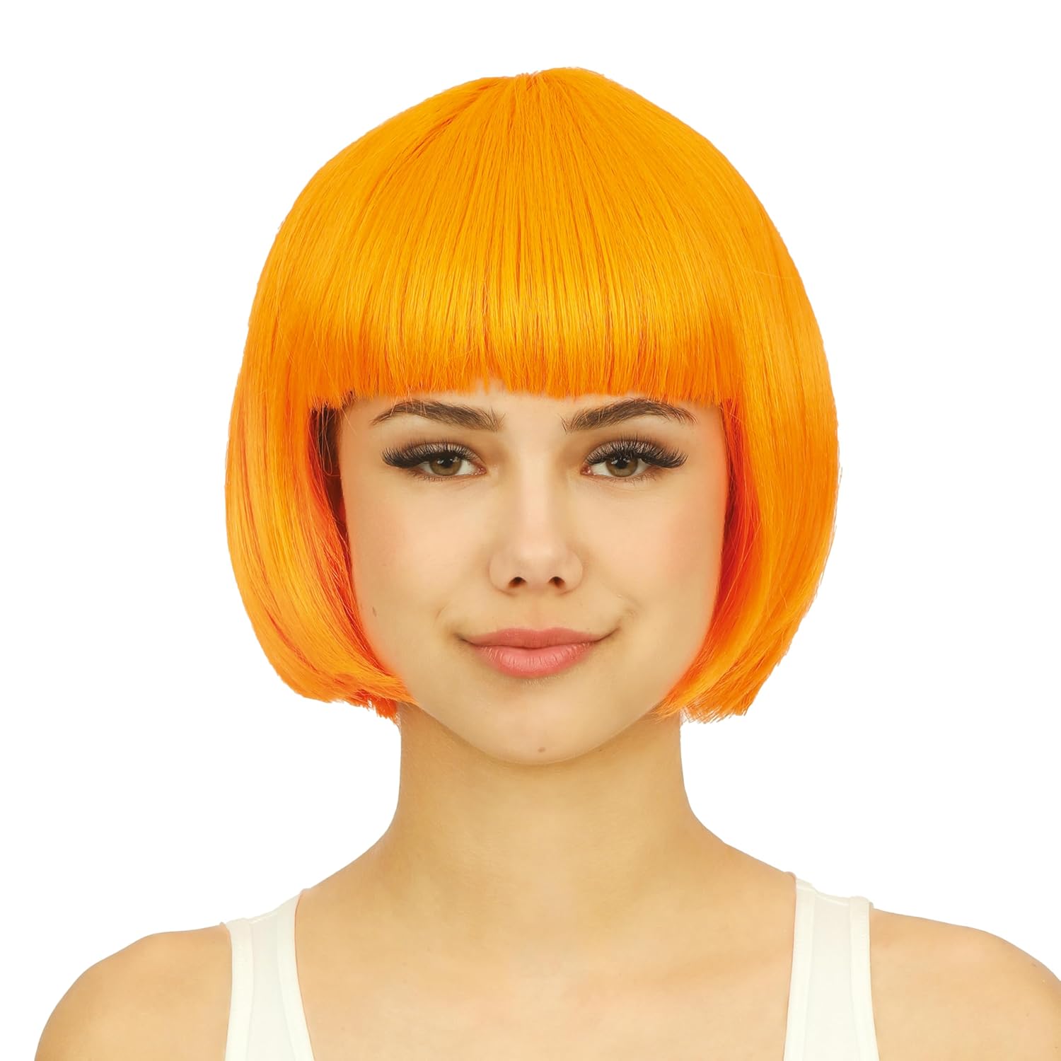 P'TIT CLOWN - 60598 - Perruque Cabaret - Bob Wig - Accessoire de Déguisement - Parfait pour Carnaval, Fêtes à Thèmes, Soirées Costumées, Manga, Cosplay, Halloween - Cheveux Synthétiques - Orange