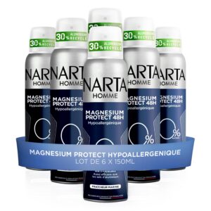 Narta - Déodorant Homme - Spray Magnesium Protect Hypoallergénique - Lot de 6 x 150ml