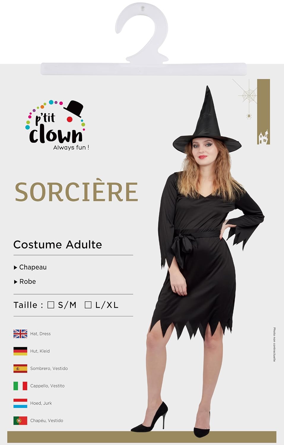 P'TIT CLOWN — Déguisement Sorcière Adulte L-XL – Image 4