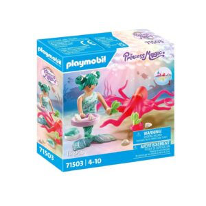 Playmobil 71503 Sirène avec Pieuvre - Princess Magic - Comprend Un Personnage, Une Pieuvre, Un Coquillage Qui se Fixe sur la Baignoire et des Accessoires - Dès 4 Ans
