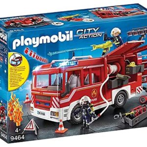 PLAYMOBIL 9464 Fourgon d'intervention des pompiers - City Action - avec deux personnages et un véhicule qui comprend un canon à eau fonctionnel, module lumineux et sonore - Ville & Métiers - Dès 4 ans
