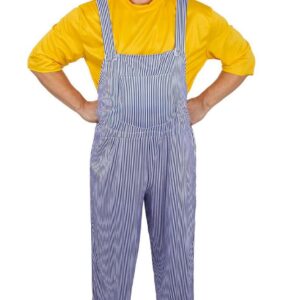 P'TIT CLOWN - 21170 - Déguisement Coluche Humoristique - Parfait pour Carnaval, Fêtes à Thèmes, Soirées Costumées - Salopette, T-Shirt - Adulte - Taille S/M