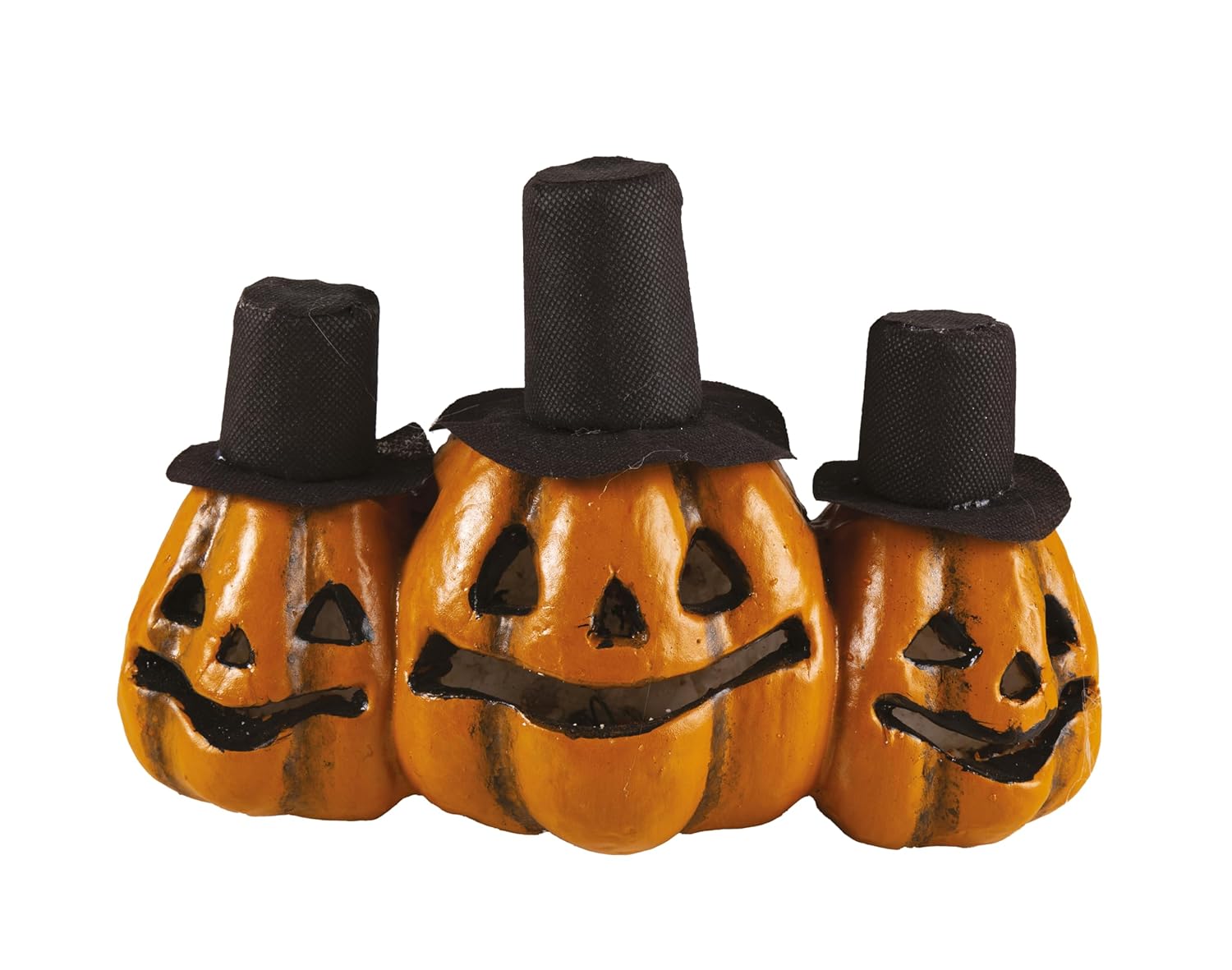 P'TIT CLOWN - 22980 - Citrouille Halloween Lumineuse - Décoration Automne Extérieur, Intérieur - Effet Éclatant - (Trio de Citrouille avec Chapeau, 32 cm)
