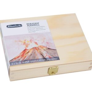 Schmincke - HORADAM® AQUARELL, Super Granulation Set "Volcan", 5 tubes en 15 ml, 74 868 097, coffret en bois, nuances très fortement granulantes, aquarelles extra-fines, super-granulantes