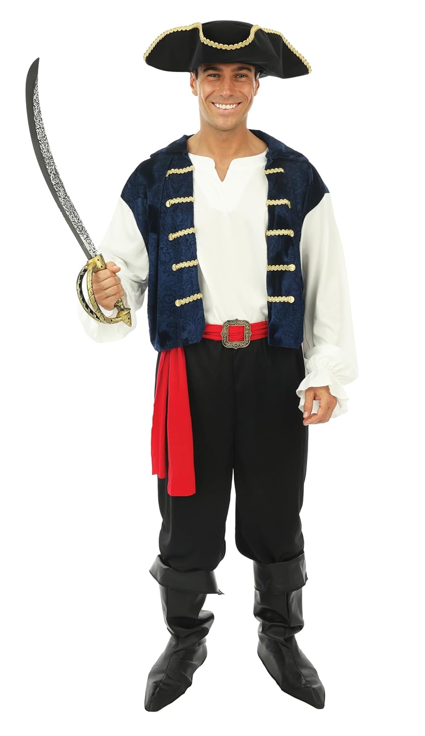 P'TIT CLOWN - Déguisement Pirate - Parfait pour Carnaval, Fêtes à Thèmes, Soirées Costumées, Halloween, Cosplay, Manga - Bleu (Homme, S-M)