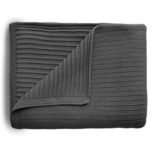 mushie Couverture Tricotée pour Bébé et Enfant | 80 X 100 Cm | Coton Biologique | Polyvalent et Parfait pour Tous Les Temps | Matériel Durable & de Haute Qualité | Dark Gray Melange