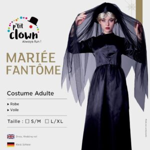 Alternative view of P'TIT CLOWN — Déguisement Mariée Fantôme Adulte Noir (S-M)