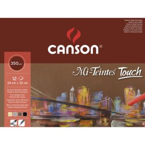 CANSON Mi-Teintes Touch - Bloc 12 feuilles de papier pastel A3 - 350g/m² - 4 couleurs assorties