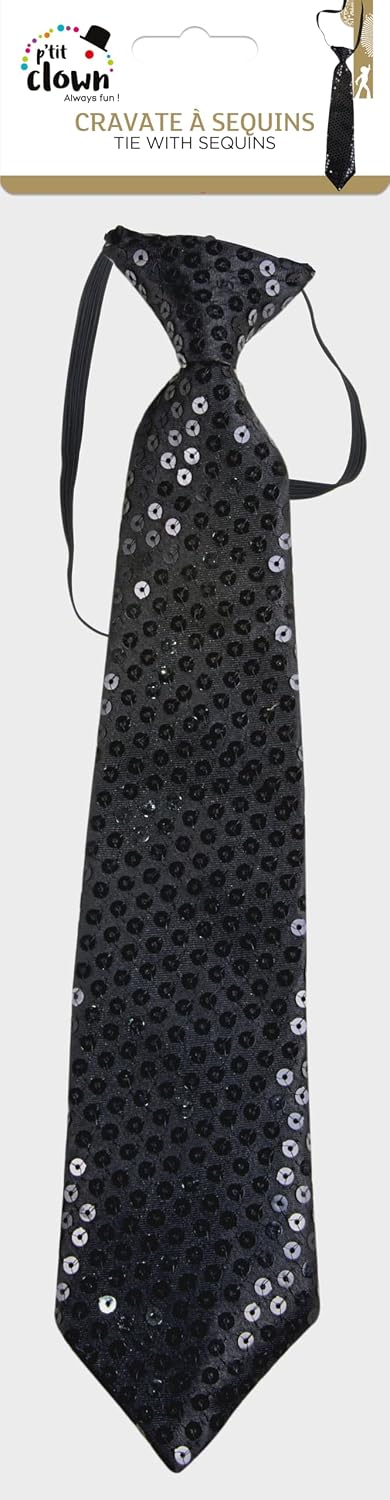 P'TIT CLOWN — Cravate à Sequins avec Élastique Noir – Image 2