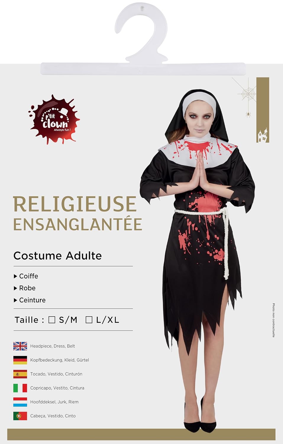 P'TIT CLOWN — Déguisement Nonne Ensanglantée S-M – Image 4