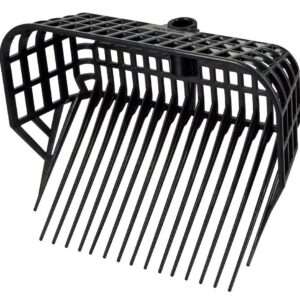 Kerbl Fourche à fumier sans manche (fourche à fumier à grande capacité, 17 dents, plastique incassable, fourche à copeaux noire, dimensions 38x30 cm) 326056