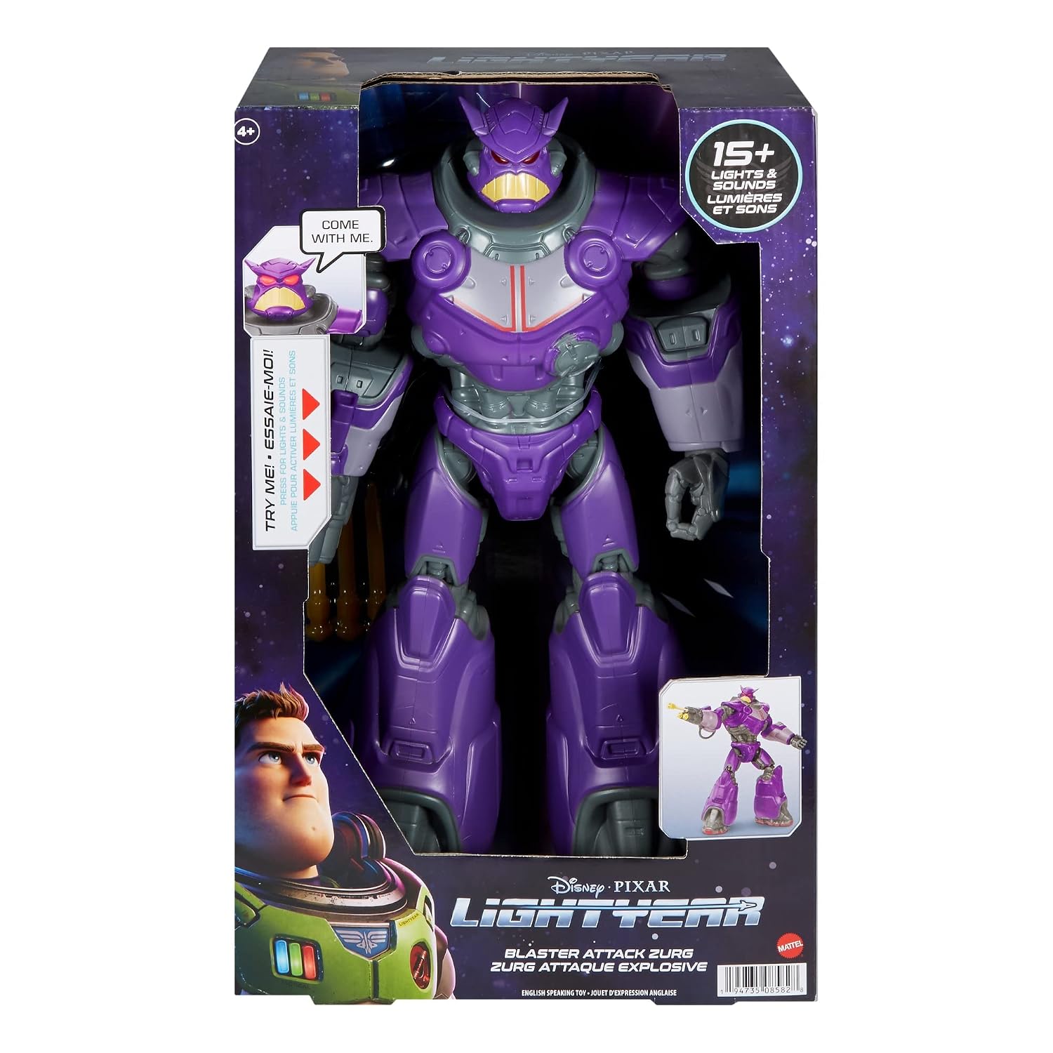 MATTEL Pixar Buzz l’Éclair — Figurine Zurg 30,5 cm sons et lumières – Image 5