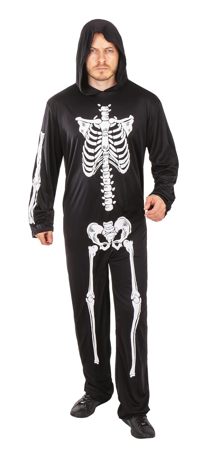 P'TIT CLOWN - Costume Squelette - Déguisement Adulte Parfait pour Halloween, Fêtes Costumées et Évènements à Thème - Noir (Combinaison squelette, XS)
