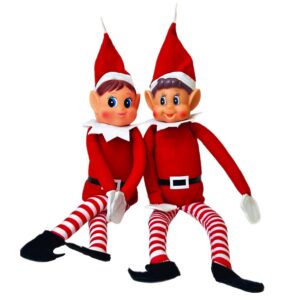 Glow Wholesale Elfie (garçon) et Elvie (Fille) Lot de 2 Figurines ludiques avec Corps Souple et Visage en Vinyle Rouge