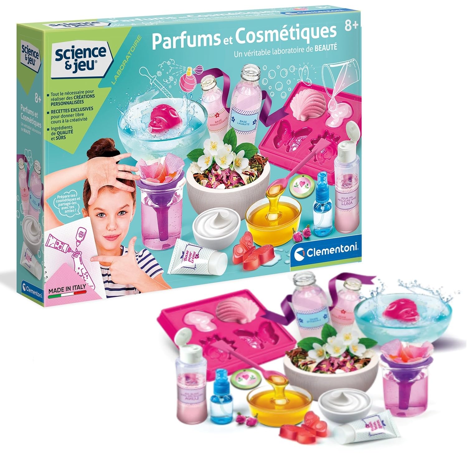 Clementoni-52567-Parfums & cosmétiques-Jeu Scientifique-Version française-8 Ans et Plus-Fabriqué en Italie Multicolore