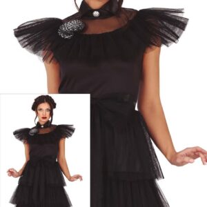 FIESTAS GUIRCA Déguisement Fille de Famille Gothique Reine de Nuit - Robe Noire Elégante - Déguisement Halloween Femme Taille 42-44 L