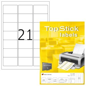 TopStick - Pochette de 2100 étiquettes d'adressage autocollantes (63,5 x 38,1 mm) Personnalisables et imprimables, Impression laser / jet d'encre, (8699)