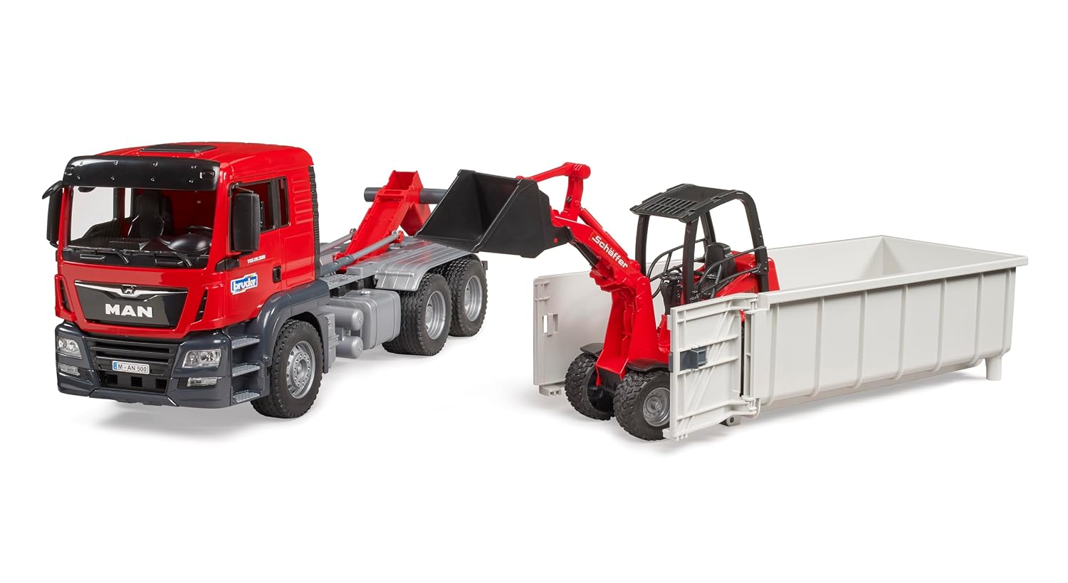BRUDER 03767 — Camion MAN TGS avec conteneur et chargeuse – Image 2