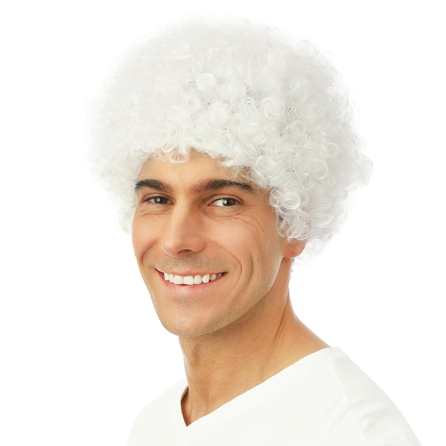 P'TIT CLOWN — Perruque courte frisée blanche – Image 3