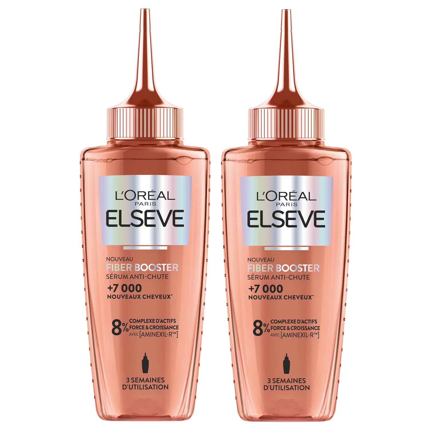 L’OREAL PARIS – Elseve Fiber Booster – Sérum Anti-Chute – Cure 6 Semaines* - Stimule la Pousse* – Augmente la Densité Capillaire – Hommes & Femmes - Enrichi en Aminexil-R – lot de 2 x 102ml