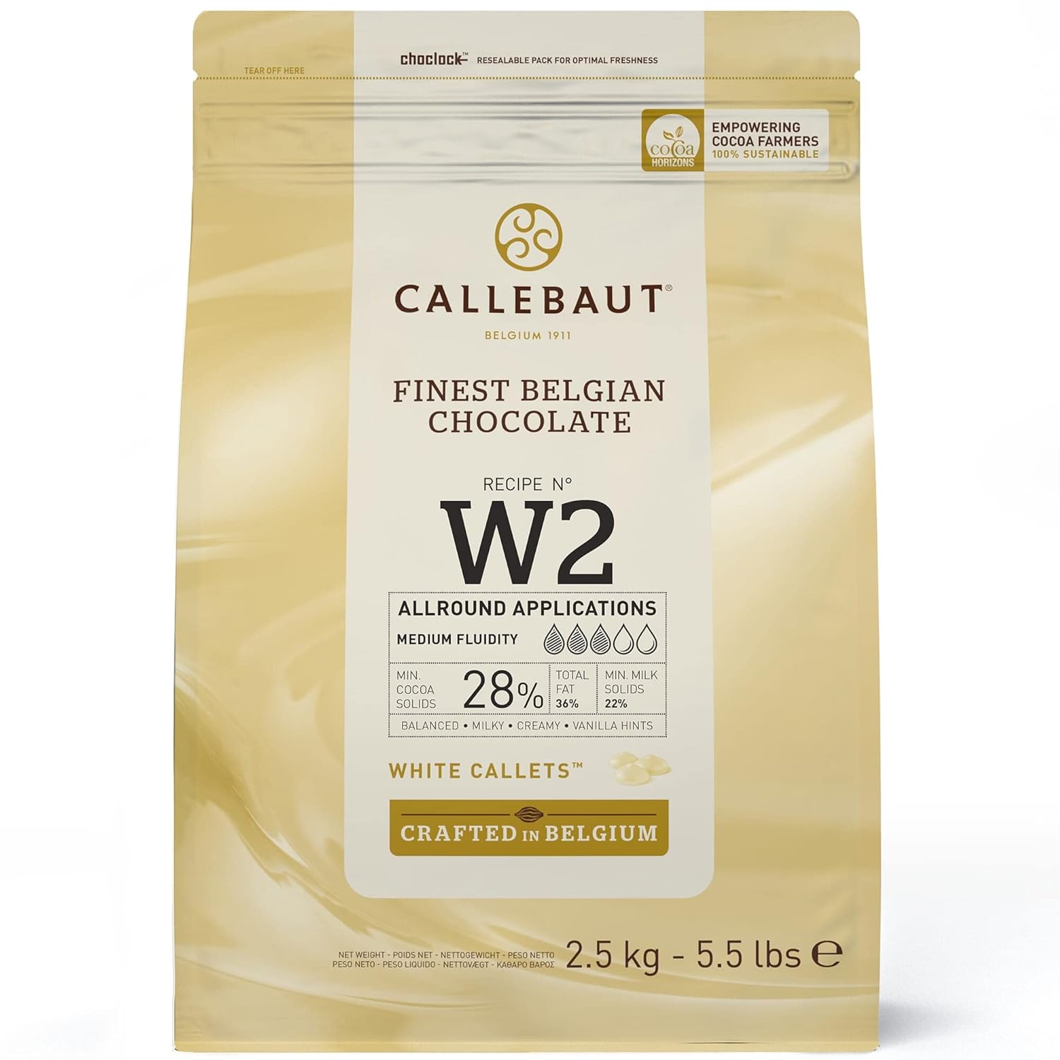 Callebaut White Chocolate 'W2' Callets - Taille du pack = 8x2.5kg