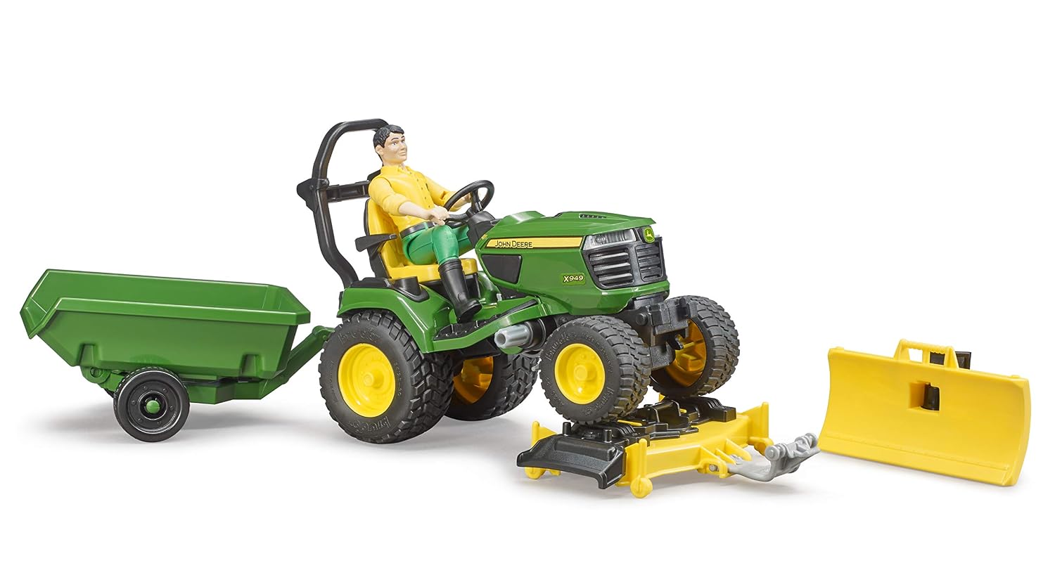 BRUDER Bworld John Deere — Tracteur à gazon 1:16 avec remorque – Image 6