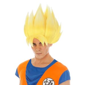 Chaks - Perruque Goku Super Saiyajin, accessoire officiel Dragon Ball pour carnaval, Halloween et fans d'anime