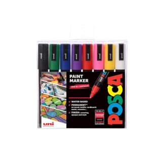 Posca 153544843 Lot de 8 Marqueurs peinture avec encre à base d'eau et pointe ogive 2.5 mm